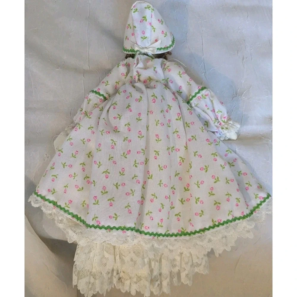 70s Cloth Doll Handmade Yarn Hair Embroidered Rag Country Signed Cottagecore 13